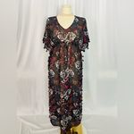 Coastal Blue  Black Ruched Sheer Sundress Resort Wear (765) Photo 1