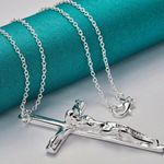 925 Sterling Silver Crucifix unisex Pendant Necklace Photo 1