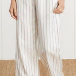 Jenni Kayne $295 Bianca Pants Cream With Navy Stripe Womens Size XL Photo 0
