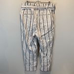 Madewell Striped Linen Paper Bag Pants with Tie Belt White & Blue Womens Size 14 Photo 7
