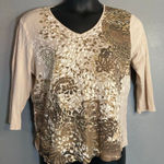 Karen Scott cream and gold top Photo 0