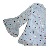 Ganni Serenity Blue Dainty Floral Georgette Wrap Top Blouse US S Photo 2