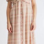 FARROW | Marissa Plaid Prairie Dress Empire Waist Midi Brown Button | Medium Photo 0