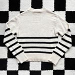 frame denim Frame Off White Black Striped Crewneck Cashmere Sweater XS Photo 1