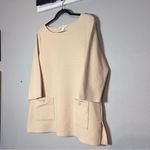 Coldwater Creek  Textured Pullover Sweatshirt Cream Waffle Size XL Patch Pockets Photo 1