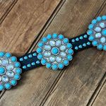 Concho Belt by SSM leather faux turquoise gorgeous size large like new Blue Photo 3