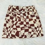 Looney Tunes  brown and white checkered mini high waist skirt Photo 1