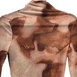 SheIn Sheer Body Suit Small Abstract Print Brown Travel Vacation Layering Maximalist Photo 9