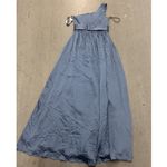 Vera Wang  White One Shoulder Dress Blue Steel Satin Sash VW360215 Bridesmaid 4‎ Photo 7
