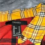Forever 21  Yellow and Red Plaid Crop Top Long Sleeve Shirt Photo 2