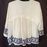 Torrid White and Navy Embellished 3/4 Sleeve Gauze Jacket, Size 0 - NWT Photo 3