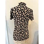 Anne Klein Mock Neck Short Sleeve Leaf Print Blouse XS Photo 3