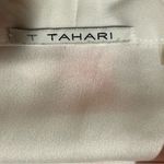 T Tahari  Women’s Small Sleeveless Sheer Zip Vest Blouse White Pink Chiffon Retro Photo 5