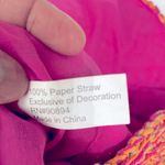 Paper Straw Colorful Crossbody bag, Pink, Orange, Tan. Snap button closure. Pink Photo 5