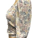 Bohme  Floral Faux Button Front Smocked Back Balloon Half Sleeve Top Small Photo 1