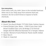 Tory Burch Women's Modern Square black and brown 56mm,
Model: TY7143U NIB Photo 2