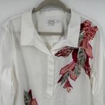 Chico's White Tropical Floral Print Collared Tunic Shirt Top Size 3 Photo 1
