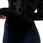 ASOS Velvet & Lace Navy Black Long Sleeve Bodycon Mini Dress size 14 NWT Photo 1