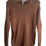 Alya Women Sweater S Brown Academia Open Knit Tunic Elbow Patch Cozy Fall Preppy Photo 0