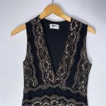 Nightcap  Moroccan Black Gold Lace V Neck Dress Size 3 Medium CP‎ Photo 4