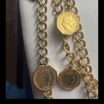 Vintage Coin Layered Necklace Gold Chain Queen Elizabeth Multistrand Rare Charm Photo 5