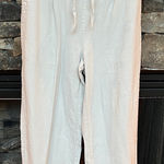 Per Se  Comfy Loose Linen Drawstring Waist Pants Womens Medium Light Khaki Photo 0