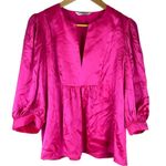 Amanda Uprichard  V-Neck Hot Pink 100% Silk Garber‎ Top Cerise Size Medium Photo 3