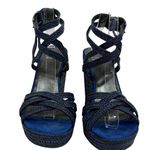 Stuart Weitzman Stuart Whitman blue suede rope espadrille wedge sandals 9 Photo 8