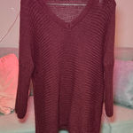 Noisy May  Deep Burgundy V-Neck Sweater Photo 0