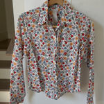 Cacharel Floral Multi Color Long Sleeve Button Down Shirt White Photo 0