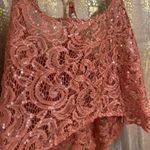 Free People Best Idea Rose Sequin Lace Cropped Handkerchief Hem Cami Small Photo 3