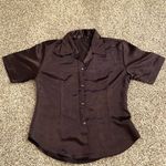 Chocolate brown Satin short sleeve shirt NWOT Photo 0