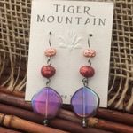 Tiger Mountain Glass Bead Sterling Earrings NWT Purple Photo 2