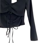 ZARA  Ruched Cut Out Long Sleeve Top in Black Photo 8