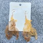 1Pair Koi Fish Dangle Earrings For Women Trendy Graceful Eardrop Hollow Goldfish Gold Photo 1