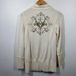 Love by Design Jacket Women M Cream Gold Metallic Graphic Long Line Y2K Spring Photo 1