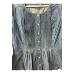 Lucky Brand Denim Longsleeve Ruffled Cotton Western Style Top Pearl Buttons S Photo 2
