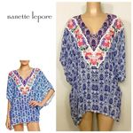 Nanette Lepore New.  blue and pink caftan cover-up. Photo 1