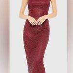 Mac Duggal NWT Red Hand Embellished Halter Neck Midi Sheath Dress - 70110 Burgundy Photo 0