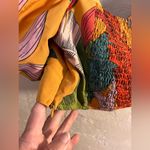 Orange and Blue Tropical Puff Sleeve Ruffled Crop Top summer beach resortwear Photo 6