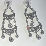 Monet  Silver Tone Clear CZ Chandelier Dangling Pierced Earrings Photo 0