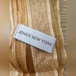 Jones New York Gold Striped Sheer Fringe Large Silk Blend Scarf Wrap Photo 4