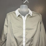 Lane Bryant  Shirt Womens 24 Beige White Contrast Trim Button Front Tunic Top Photo 0