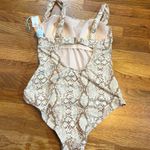 Kona Sol  Women’s Medium 8 10 Brown Tan Snake Skin Print One Piece Swim suit New Photo 3