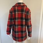 Wishful Thinking  Plaid Red and Black Women's Shearling Coat Photo 2