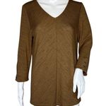 Chico's Shirt Women Medium Heather Brown Knit Top Essential Neutral Minimalist Photo 0
