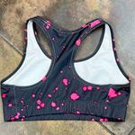 Nike Dri-FIT Black Neon Pink Splatter Racerback Sports Bra Swoosh Photo 5
