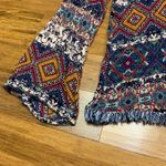 Umgee  Bohemian Bell Sleeve Top Aztec Diamond Print Multicolor Lace‎ Size Small Photo 2