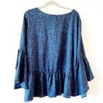 Diane Gilman DG2 1X Blue Black Paisley Peplum Tunic Curvy Plus Photo 1