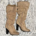 Charlotte Russe suede ruched tan tall heel boots sweater cuffs women Size 10 Photo 9
